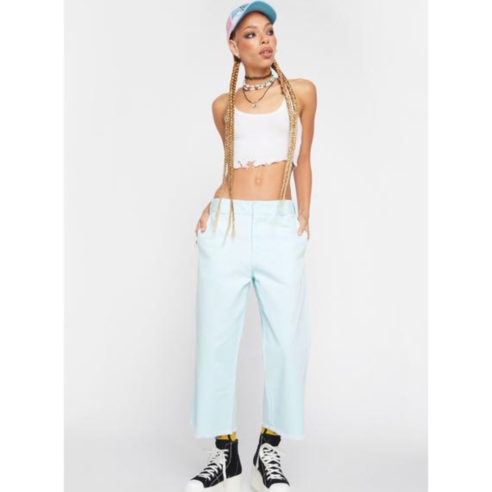 NWT Dickies - Work Crop Frey Hem Pants - Sky Blue - Size 3/26